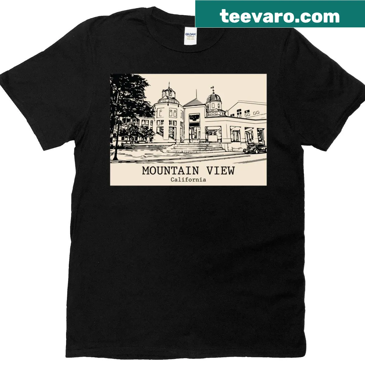 Vintage-style T-shirt featuring Mountain View California design — on a men's t-shirt