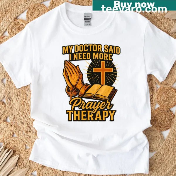 Typography T-shirt with the message about prayer therapy