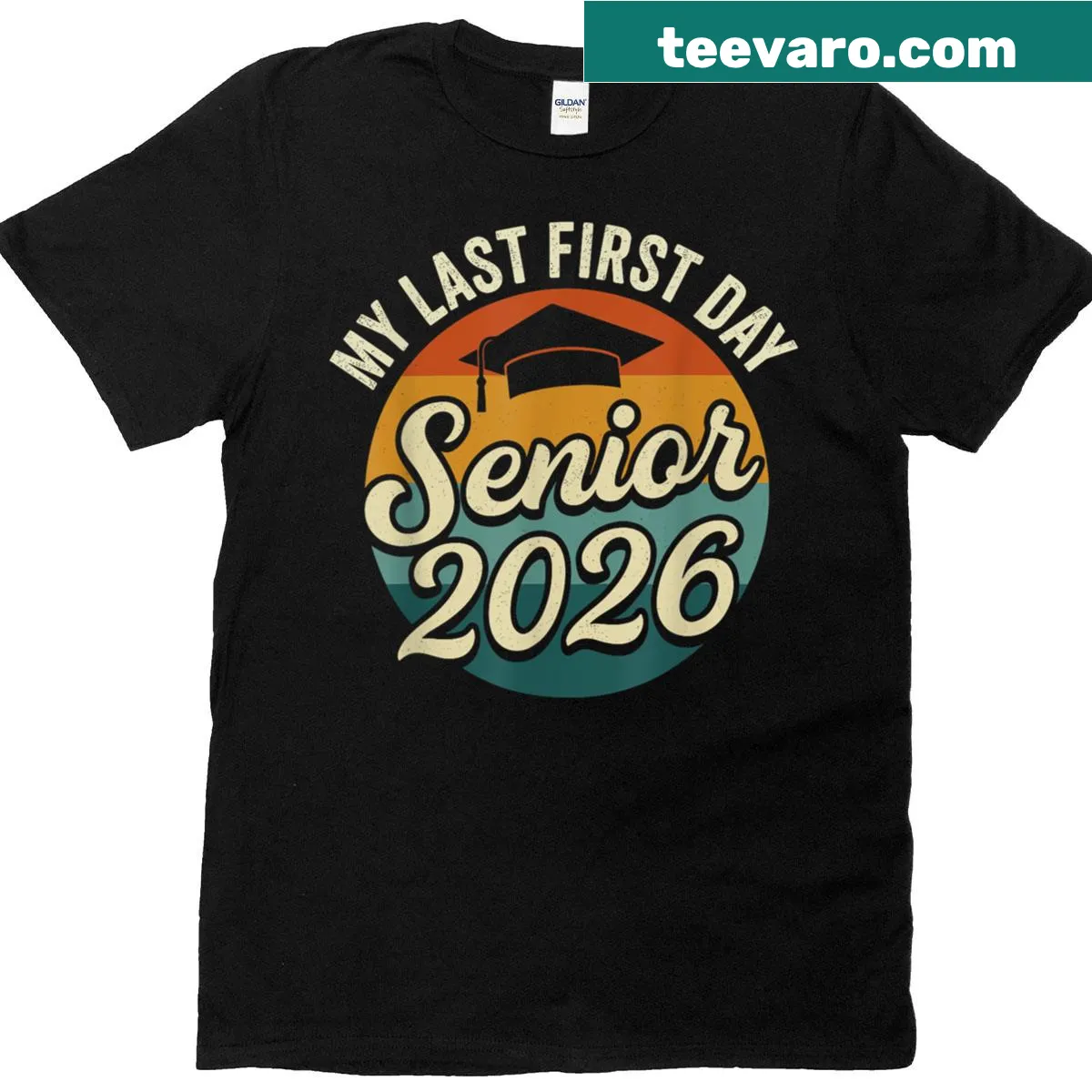 T-shirt celebrating senior year with playful text — on a men's t-shirt