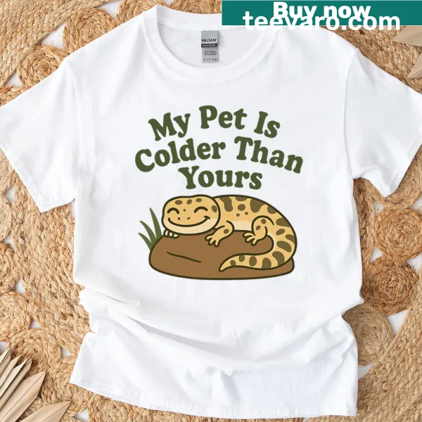 Funny T-shirt with gecko and snake illustration and pet humor