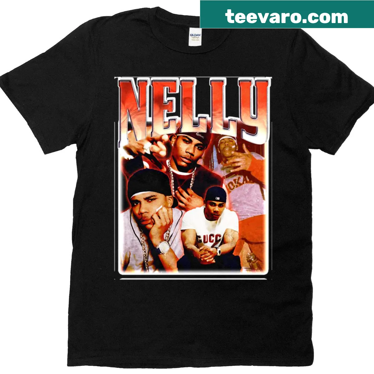Vintage-style Nelly music t-shirt from the 90s — on a men's t-shirt