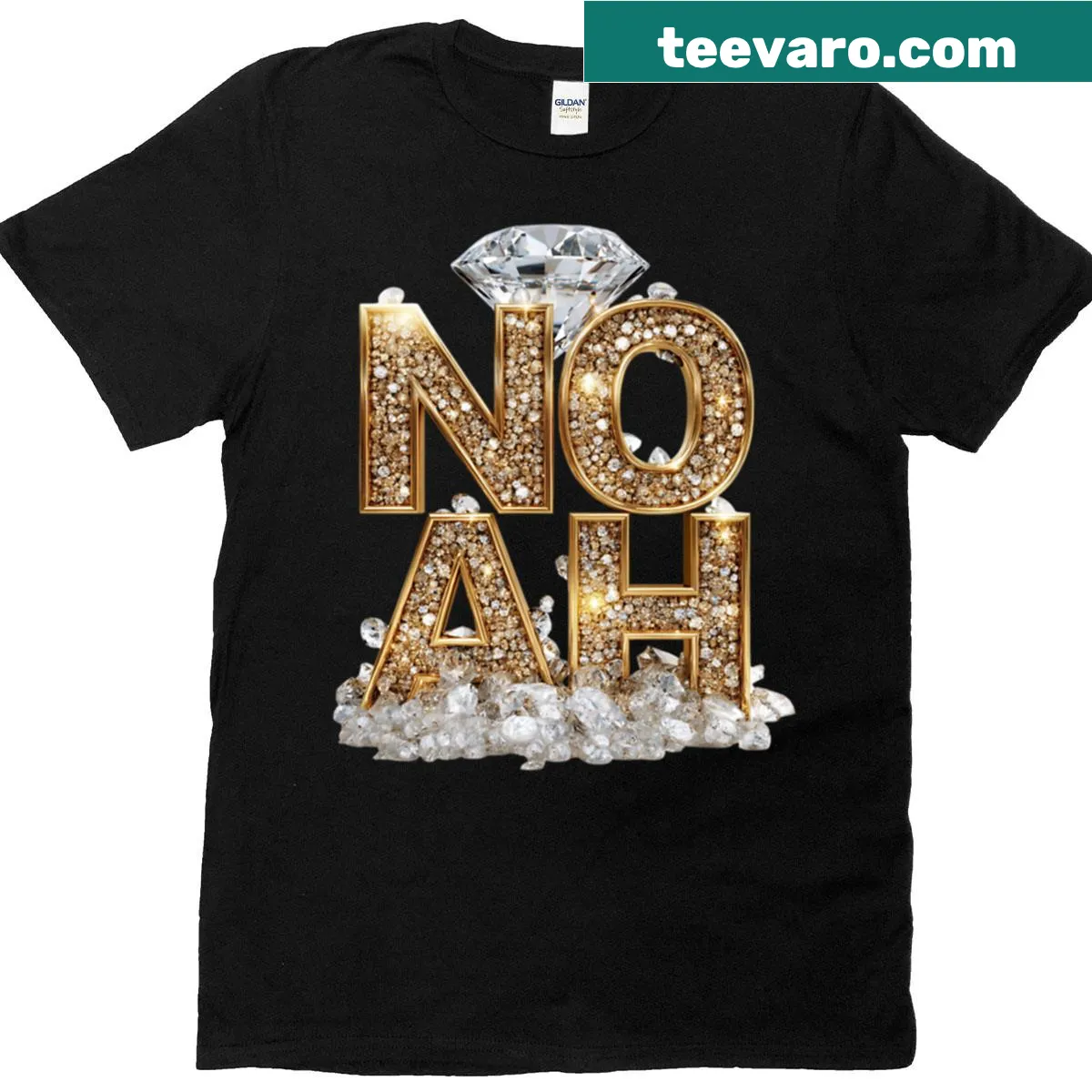 Stylish name design t-shirt featuring Noah and a diamond — on a men's t-shirt