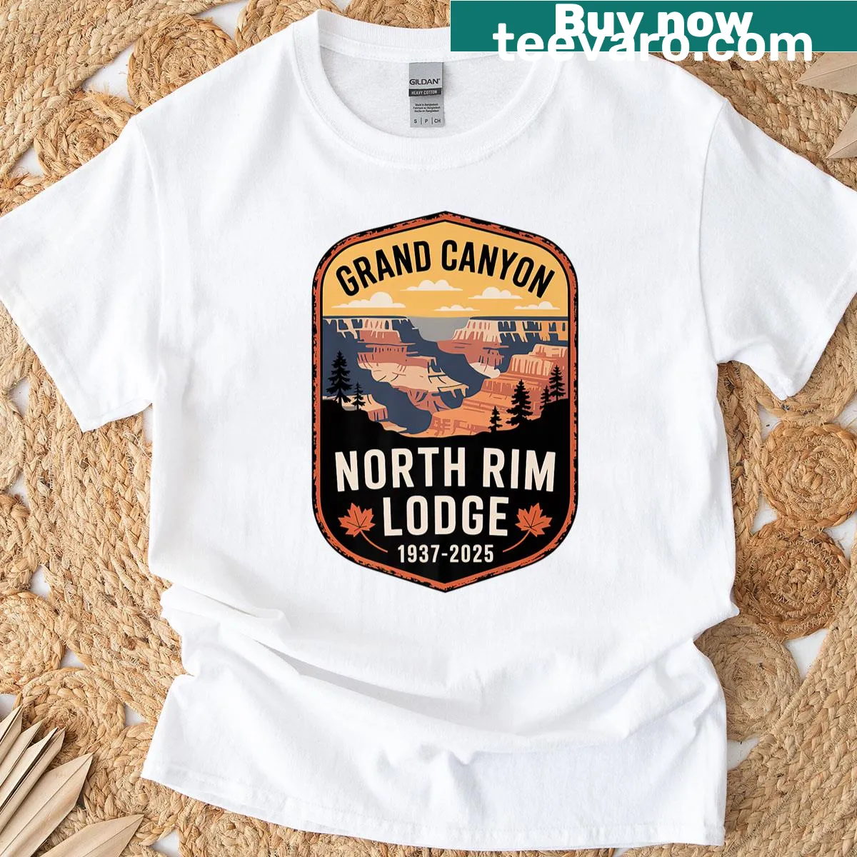 Vintage tribute graphic to the Grand Canyon with historical date — on a men's t-shirt