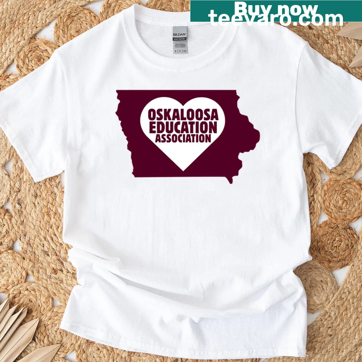 Emblem t-shirt featuring Oskaloosa Education Association design. — on a men's t-shirt