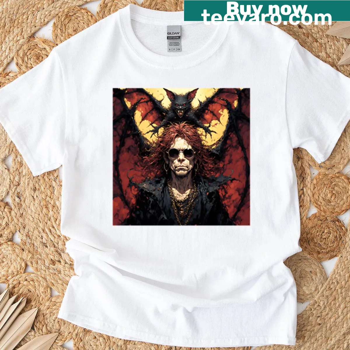 Tribute design t-shirt featuring Ozzy Osbourne — on a men's t-shirt