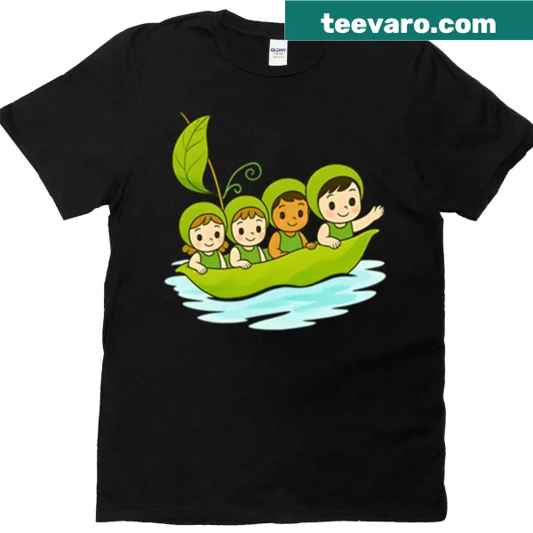 Cute T-shirt with cheerful pea pod design for kids
