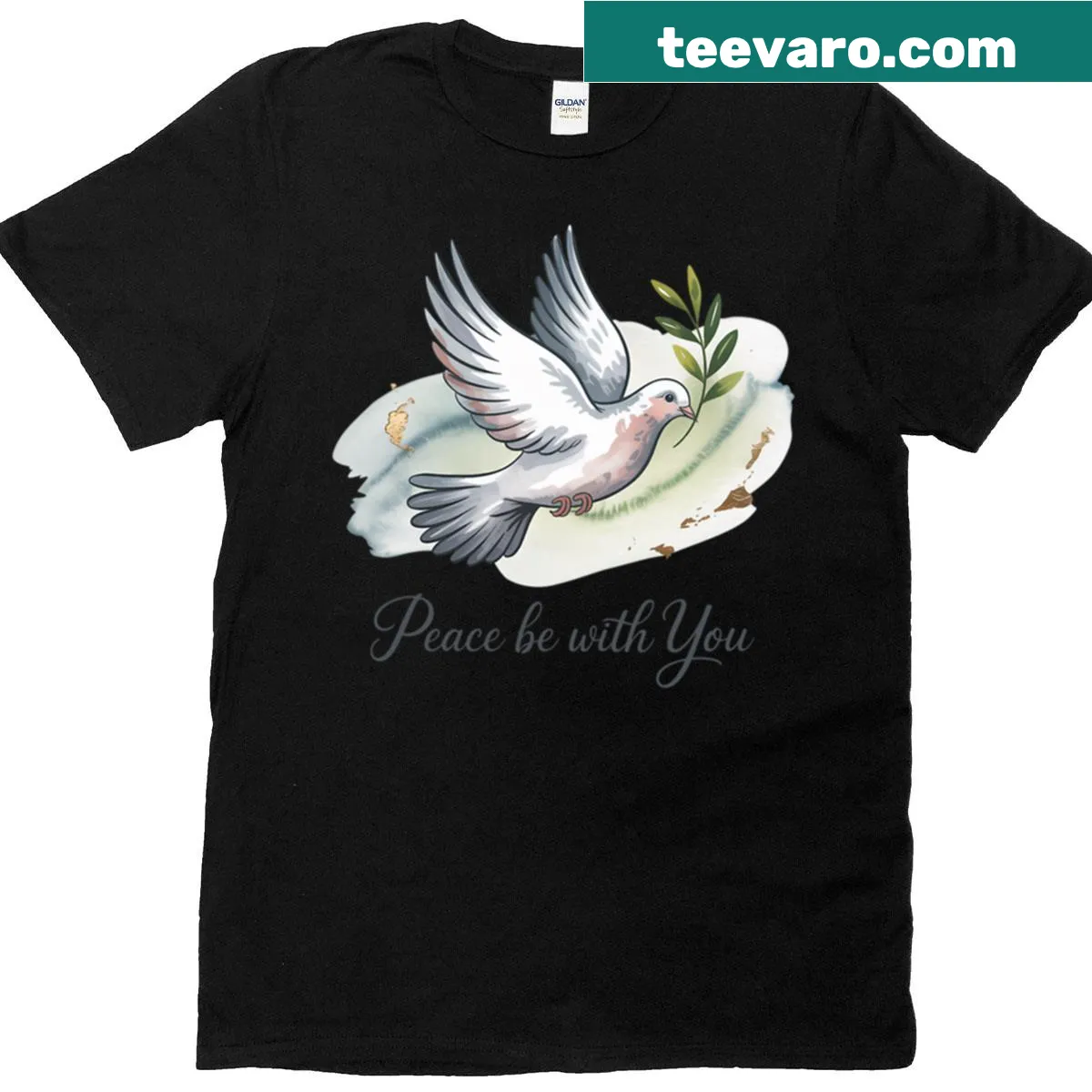 T-shirt with dove illustration and inspirational peace message — on a men's t-shirt
