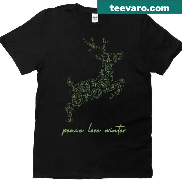 Cute holiday-themed T-shirt with 'Peace Love Winter' text