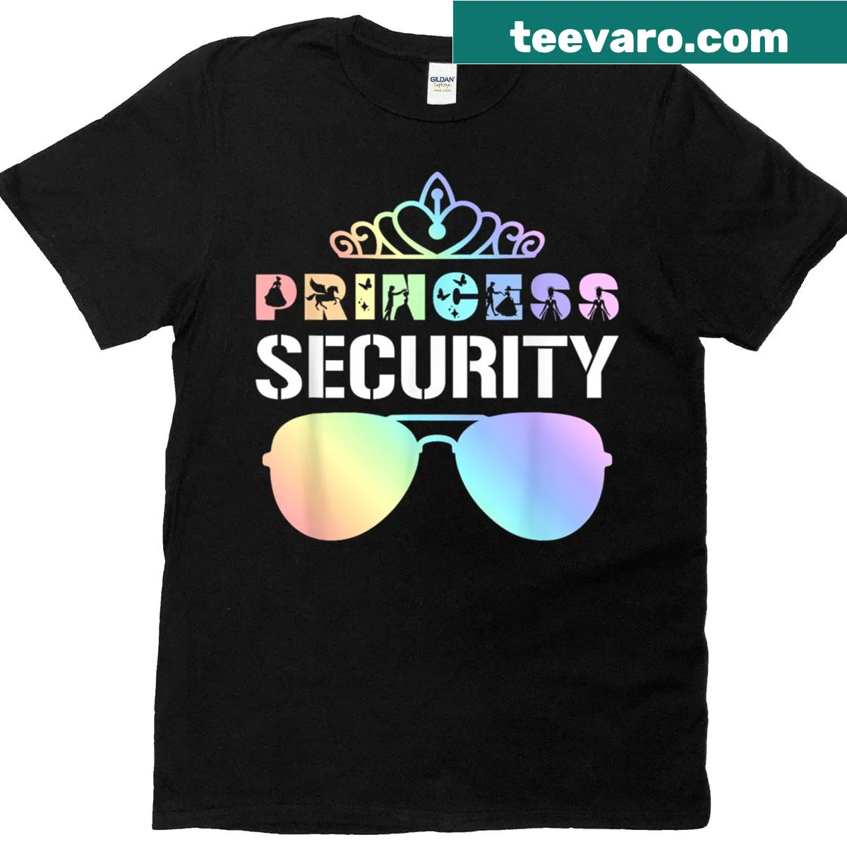 Cute cartoon T-shirt with 'Princess Security Squad' and crowns — on a men's t-shirt
