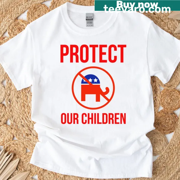 T-shirt with bold typography saying 'Protect Our Children'