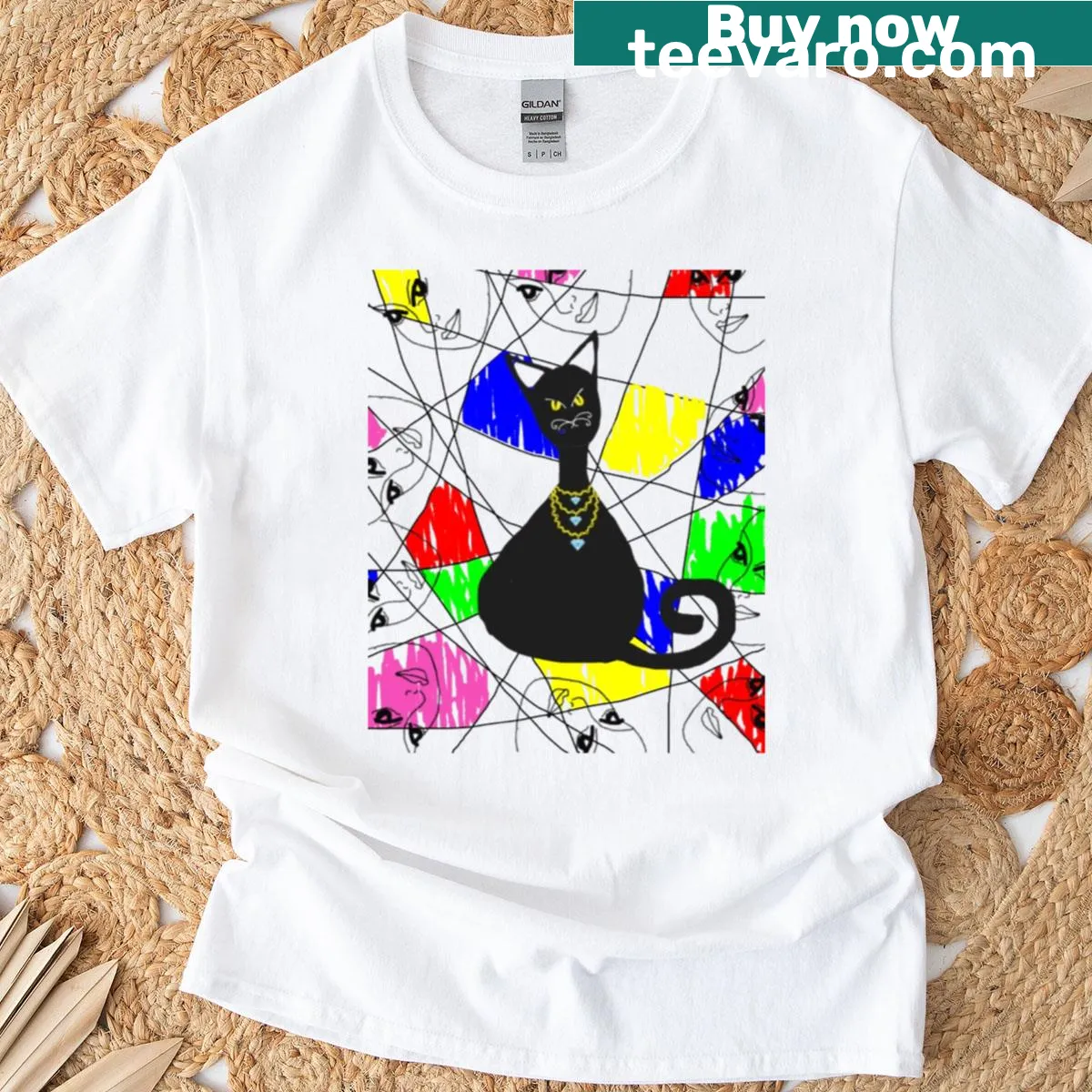 Cartoon cat wearing glam accessories with the text 'Queen Of The Attitude' — on a men's t-shirt