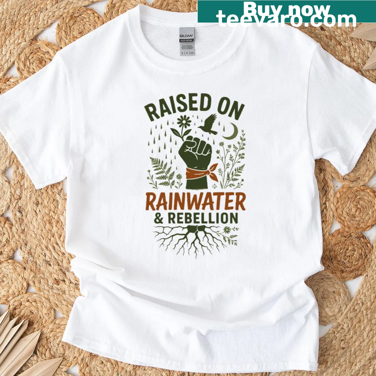 Typographic design celebrating nature and eco-activism on a t-shirt — on a men's t-shirt
