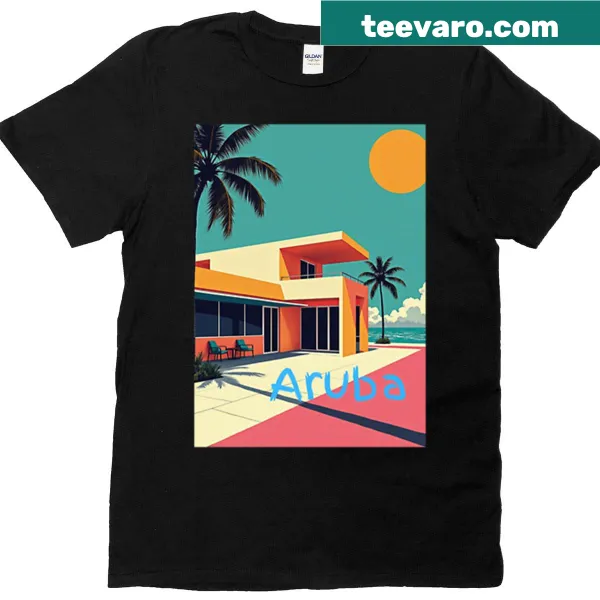 Retro illustration of Aruba on a travel-themed T-shirt