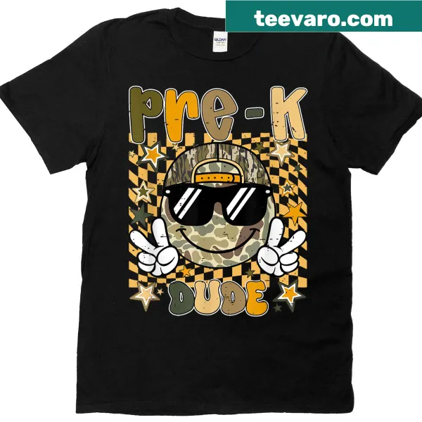 Vintage distressed t-shirt with retro camo design for preschool boys