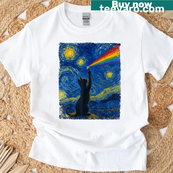 Retro T-shirt featuring a cat with rock music elements