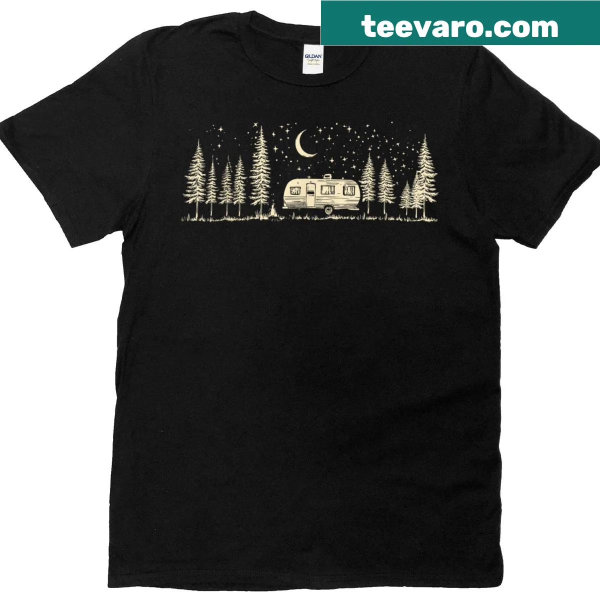 Vintage-style Happy Camper graphic for outdoor lovers — on a men's t-shirt