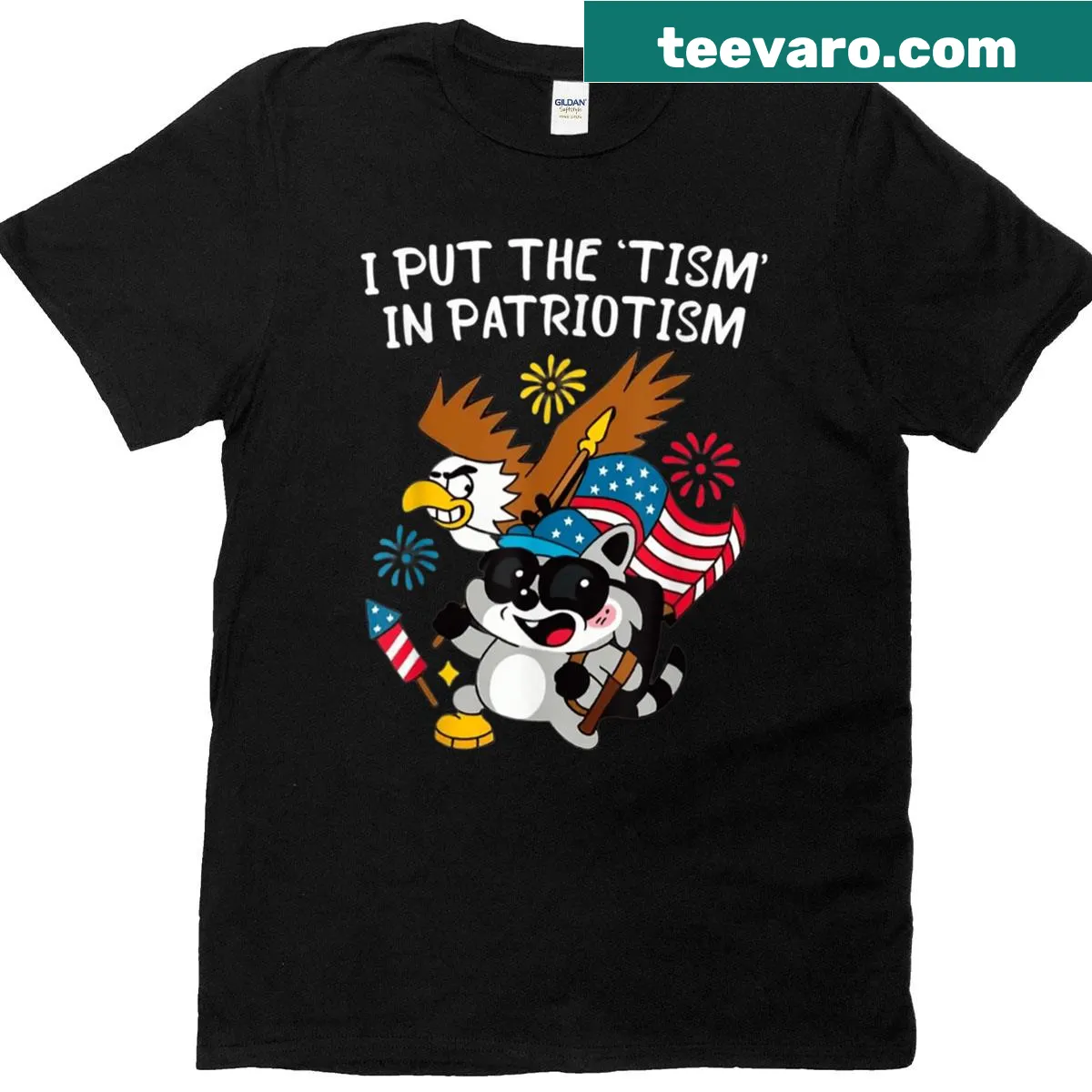 Graphic t-shirt with eagle and patriotic phrase — on a men's t-shirt
