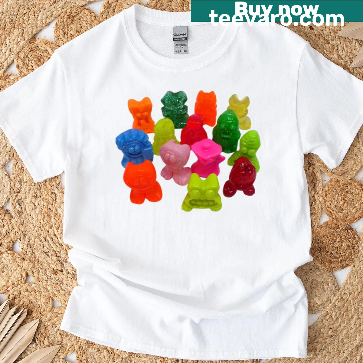 Illustration of retro monster toy figures on t-shirt — on a men's t-shirt