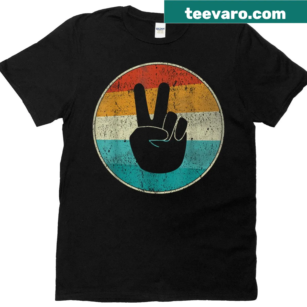 Retro Peace Sign graphic T-shirt with vintage design — on a men's t-shirt