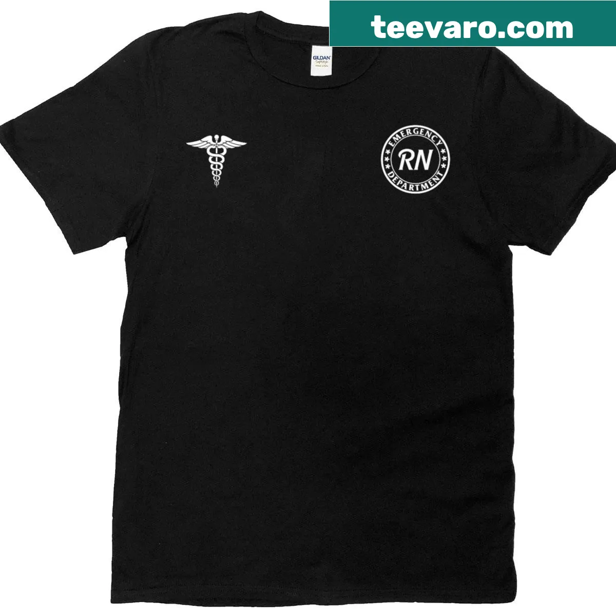 Vintage distressed RN t-shirt for emergency department nurses — on a men's t-shirt