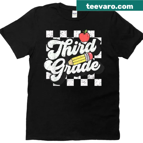 Retro T-shirt celebrating the first day of school for third graders