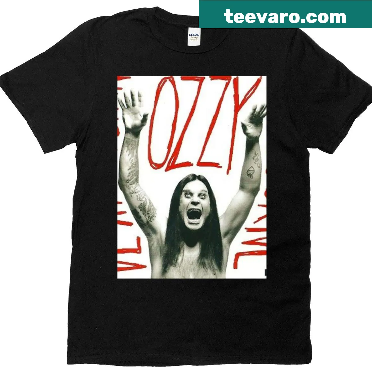 Tribute t-shirt to Ozzy Osbourne with birth and death dates — on a men's t-shirt