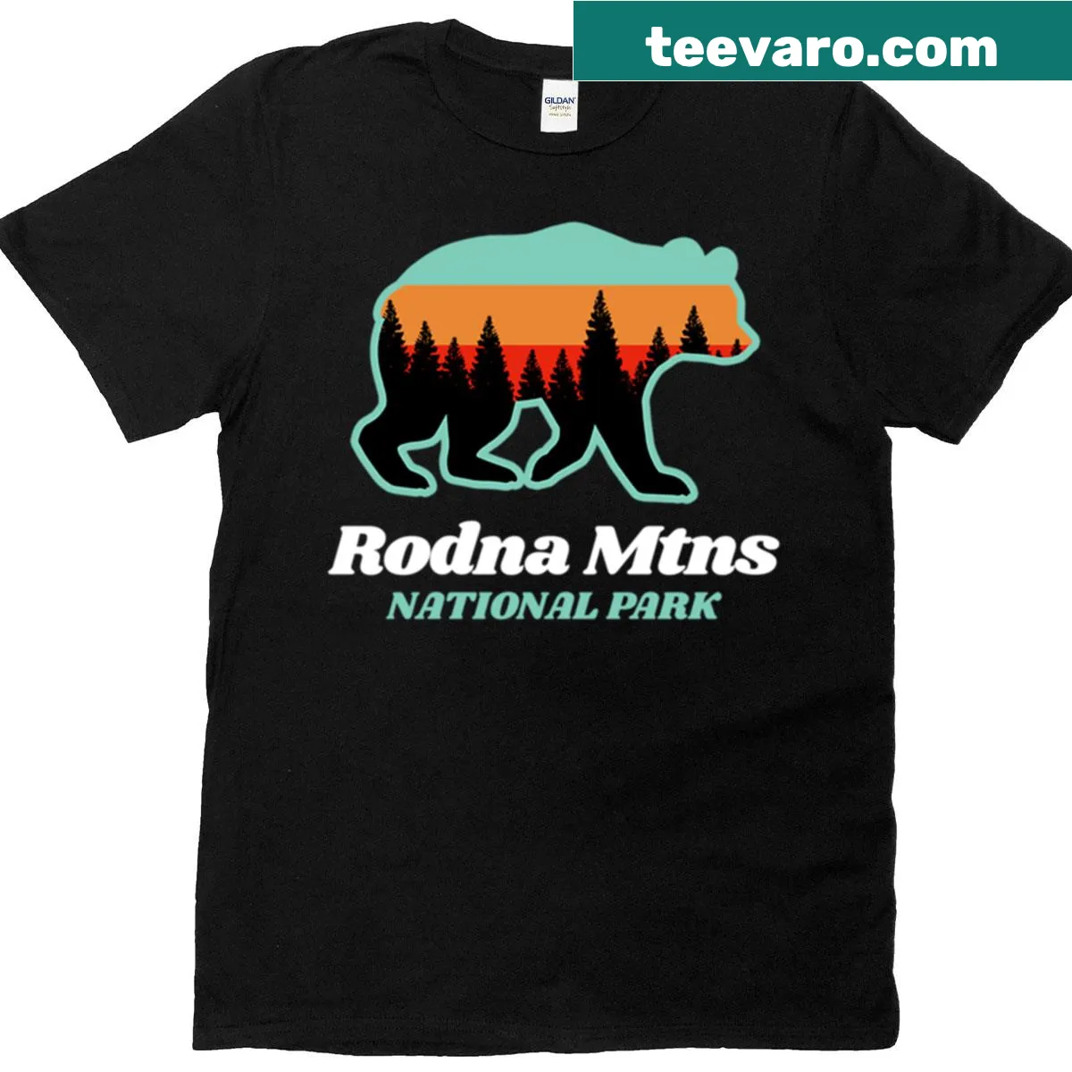 Illustration of a bear representing Rodna Mountains National Park — on a men's t-shirt