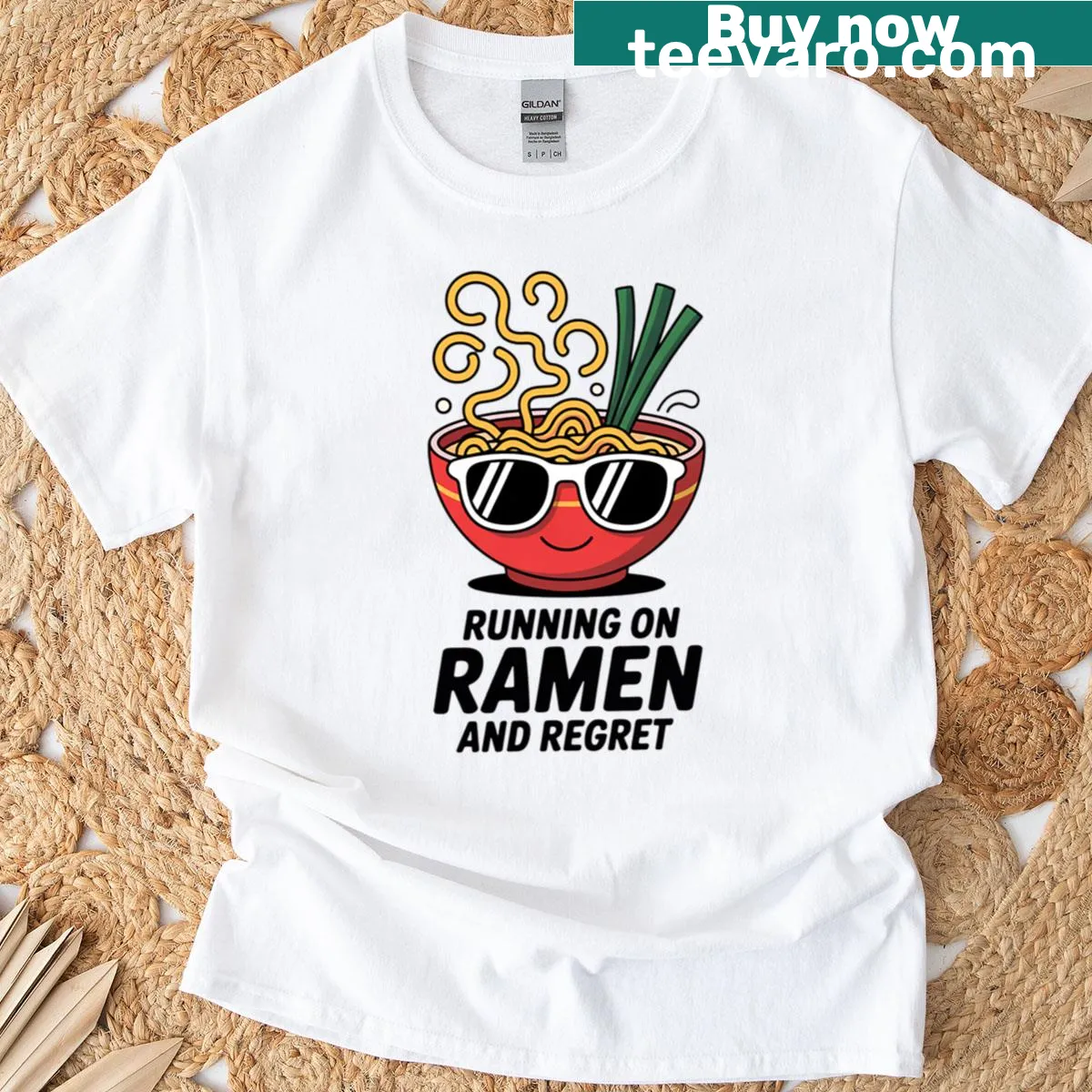 Funny t-shirt about ramen and student life — on a men's t-shirt