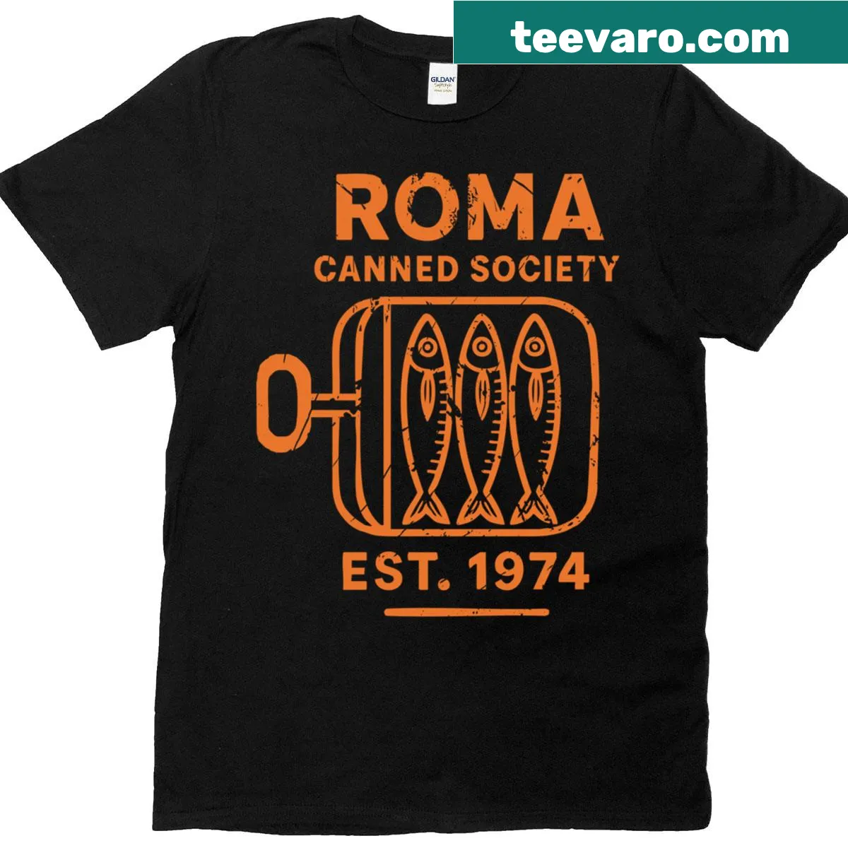 Vintage design featuring canned sardines on a T-shirt — on a men's t-shirt