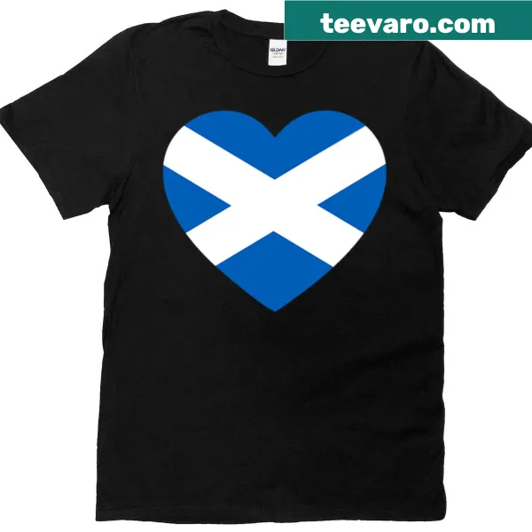 Heart design featuring the Scottish flag on a T-shirt
