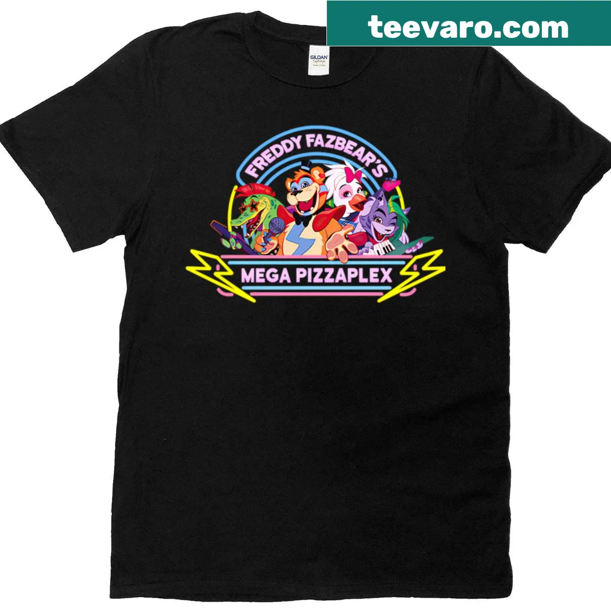 Gaming t-shirt featuring 'Security Breachs' logo from FNAF — on a men's t-shirt