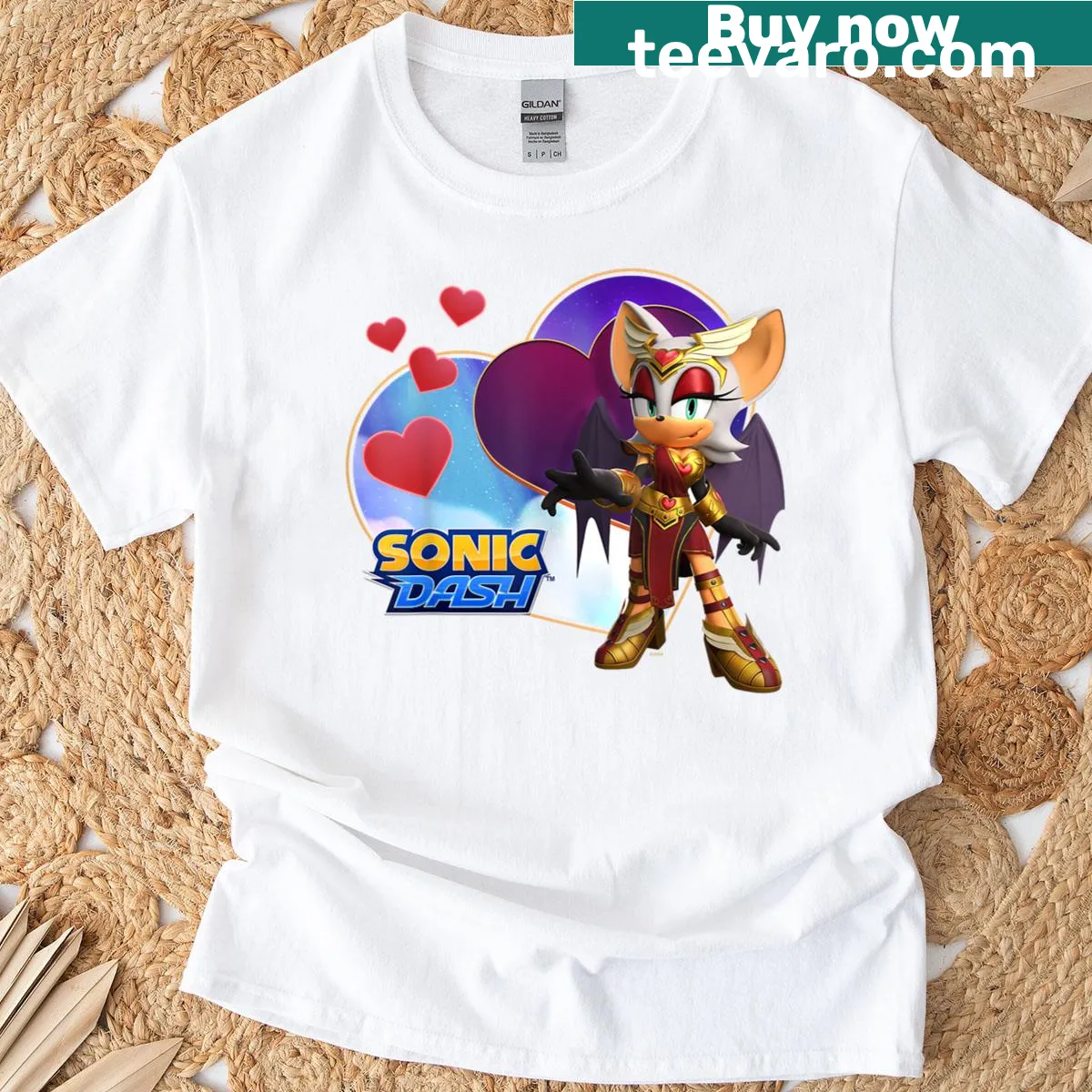 Rouge from Sonic Dash illustrated on a T-shirt — on a men's t-shirt