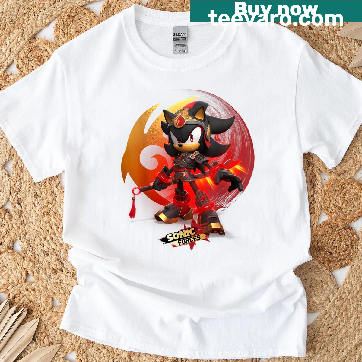 Sonic Forces T-shirt featuring Warrior Shadow in an energetic design — on a men's t-shirt