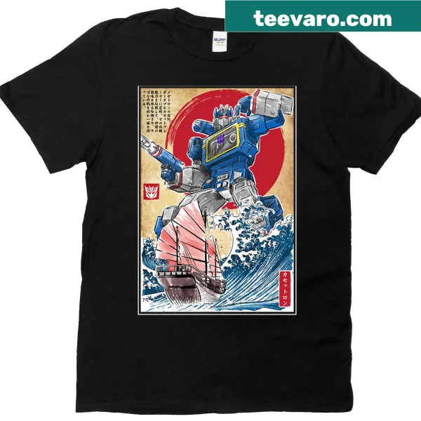 Artistic soundwave design inspired by Japan on a T-shirt