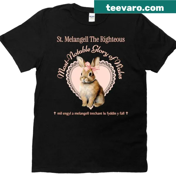 Vintage illustration of St. Melangell with a bunny, showcasing faith aesthetics.