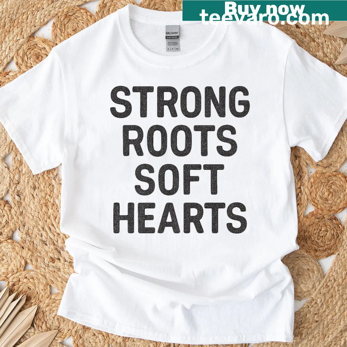 Vintage family quote graphic T-shirt about strong roots — on a men's t-shirt