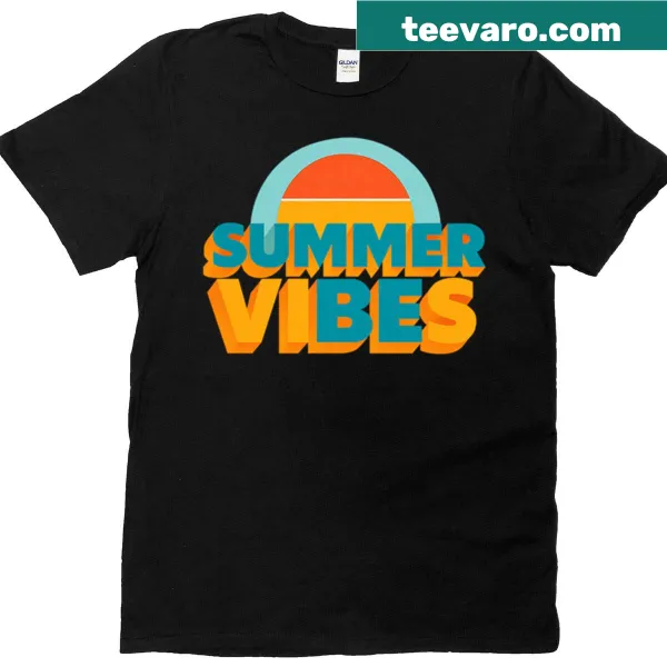 Retro-style T-shirt with typography celebrating summer vibes