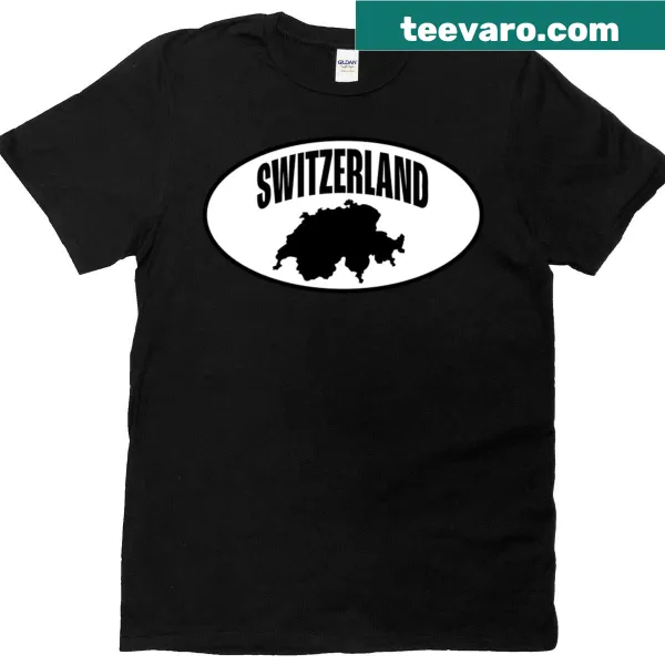 Minimalist Switzerland silhouette t-shirt with curved font