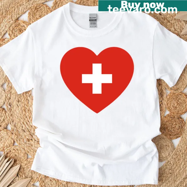 Swiss flag heart graphic on a comfortable T-shirt