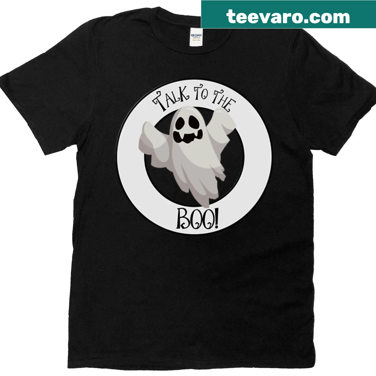 Text shirt with 'Talk To The Boo' phrase in bold letters — on a men's t-shirt