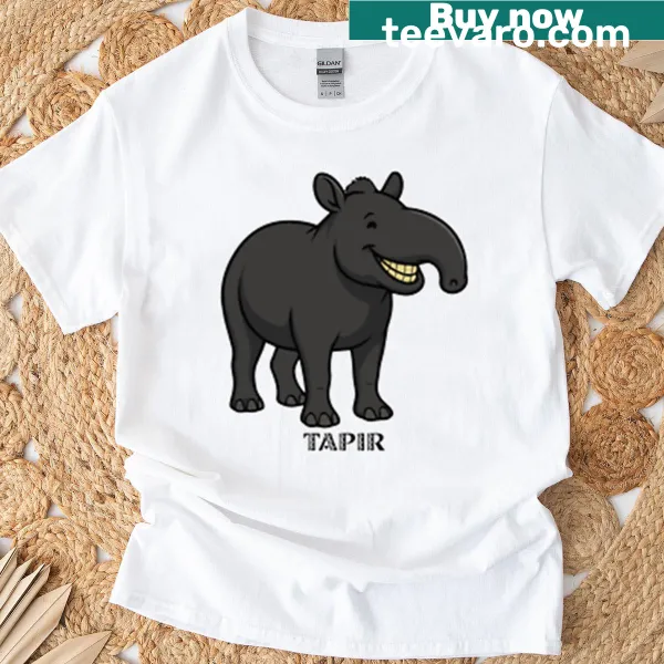 Cute T-shirt featuring an adorable smiling tapir illustration