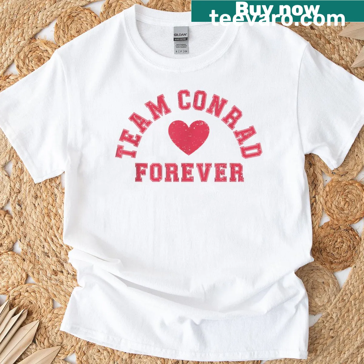 Retro-style T-shirt with 'Team Conrad Forever' graphic — on a men's t-shirt