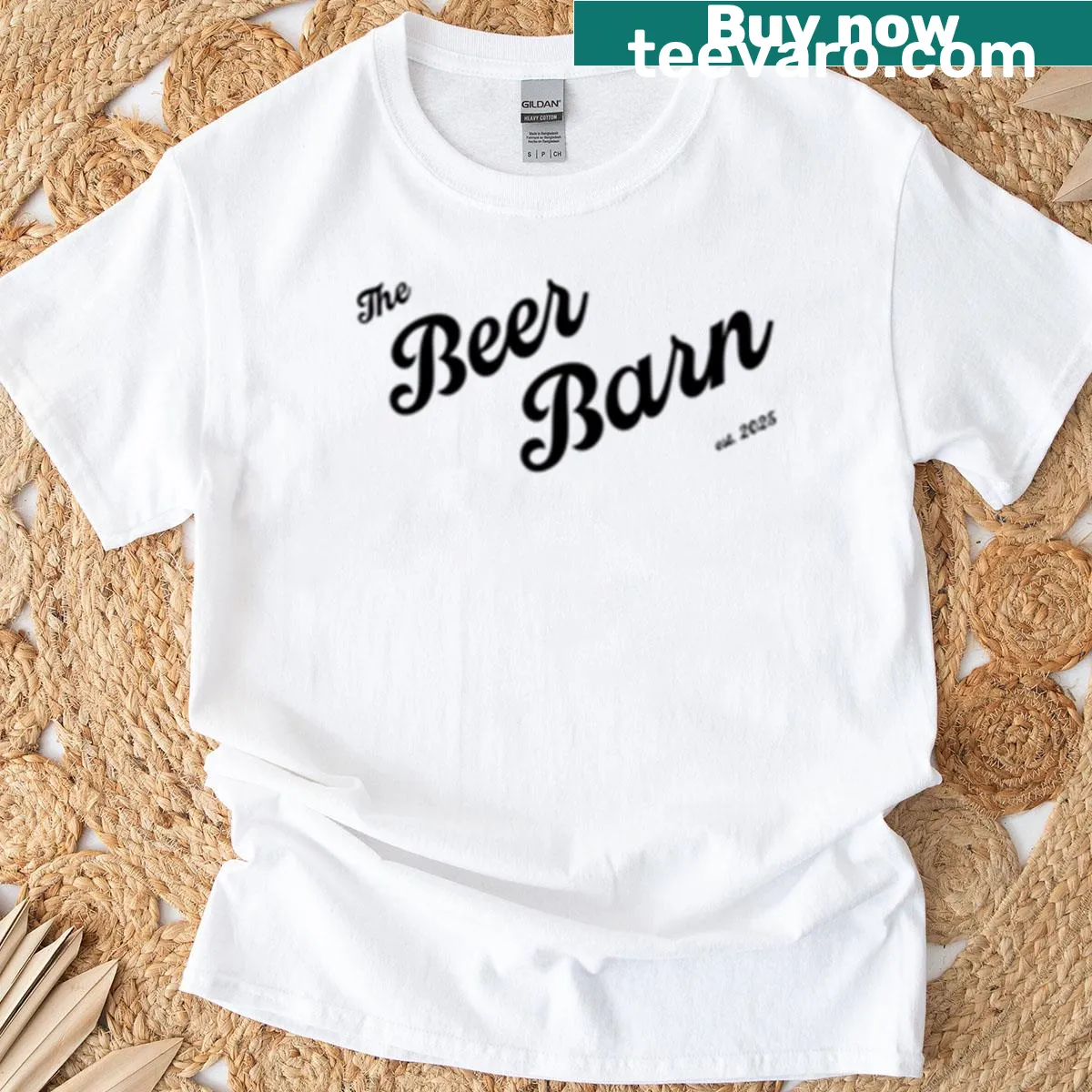 Beer Barn logo graphic on T-shirt — on a men's t-shirt