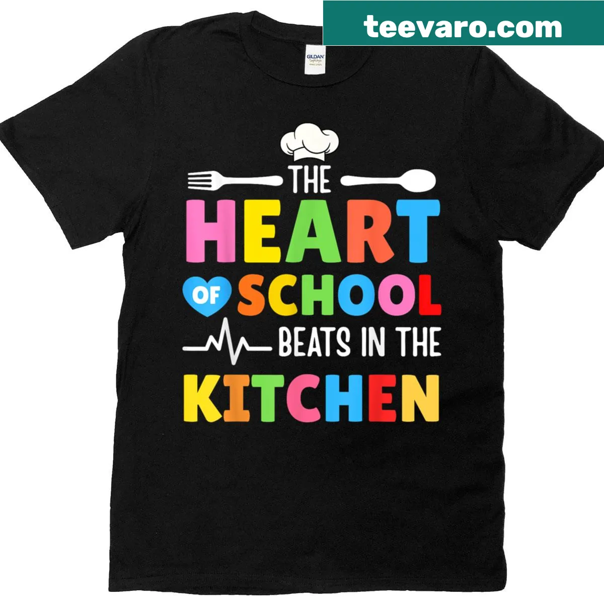 Cute t-shirt celebrating lunch ladies with heart-themed typography — on a men's t-shirt