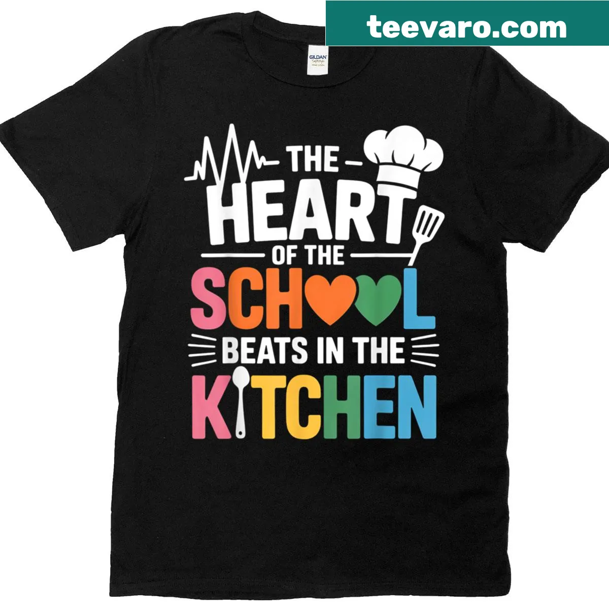 Cute t-shirt celebrating lunch ladies with heart-themed text — on a men's t-shirt