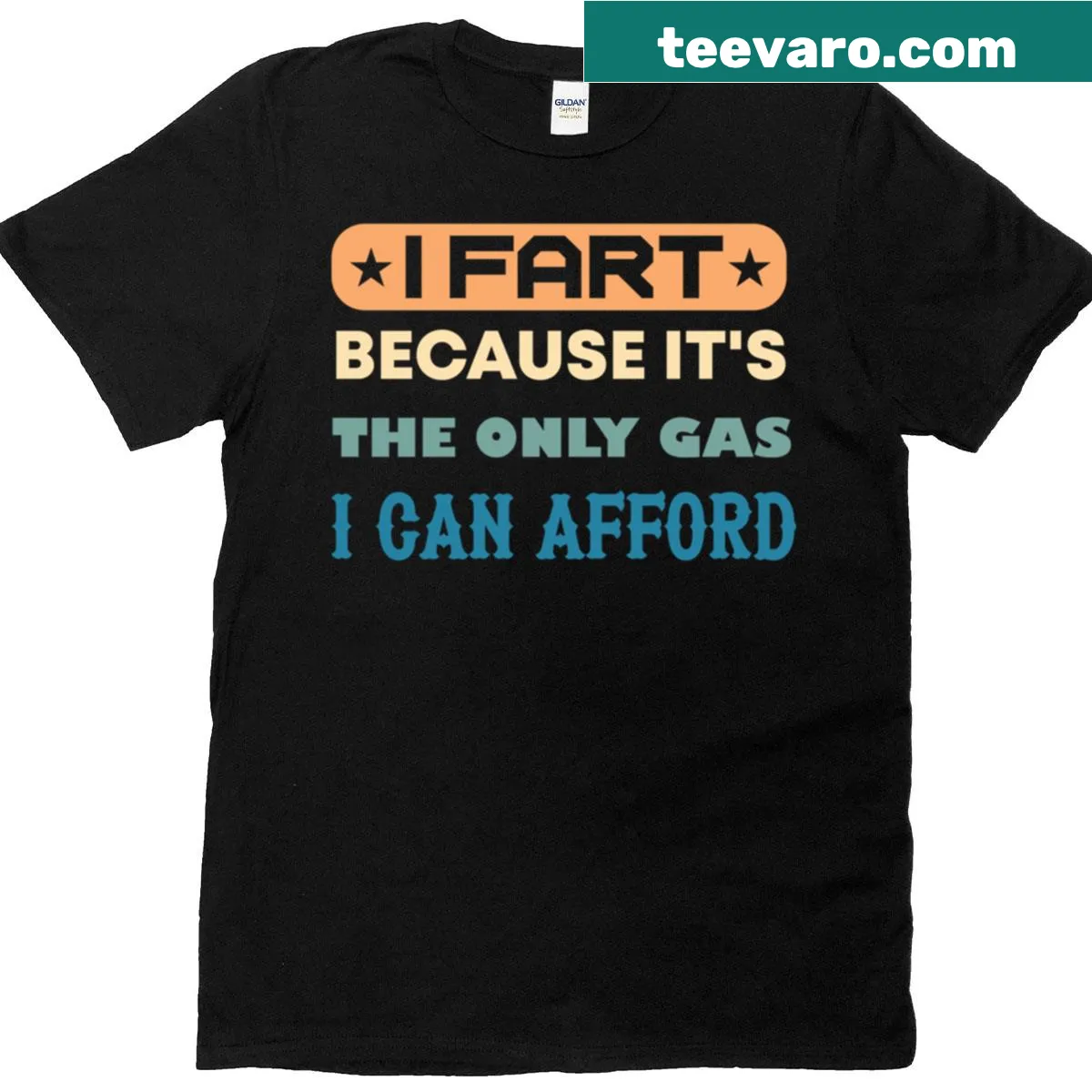 Funny T-shirt with the phrase 'The Only Gas I Can Afford' in playful typography. — on a men's t-shirt