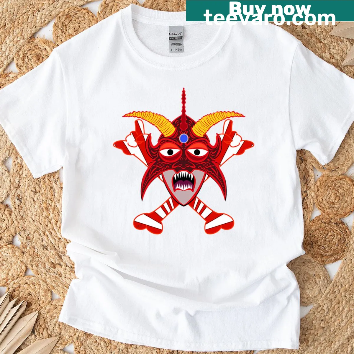 Vintage-style graphic for a Japanese Metal band on T-shirt — on a men's t-shirt