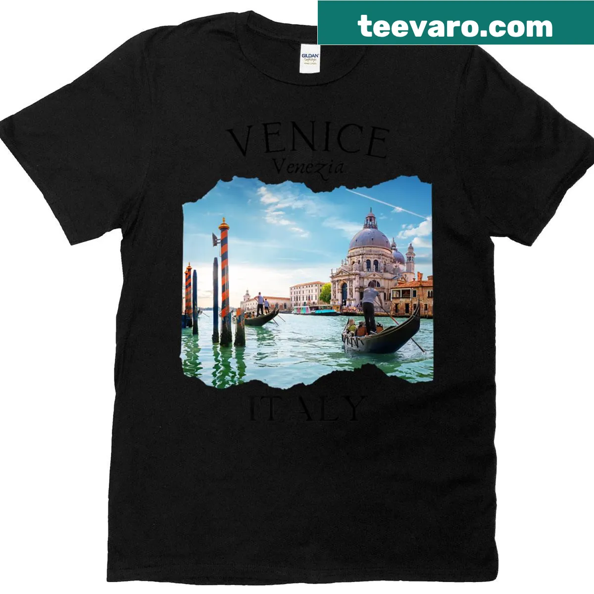 Vintage Venice Italy souvenir graphic T-shirt — on a men's t-shirt