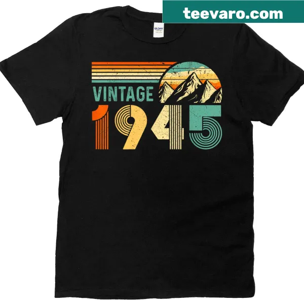 Retro-style 80th birthday t-shirt celebrating 1945