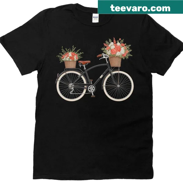 Vintage floral bicycle design on premium t-shirt